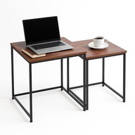 STOLIKI KAWOWE ZESTAW 2w1 LOFT INDUSTRIAL METAL DREWNO FSC 3968 SALON