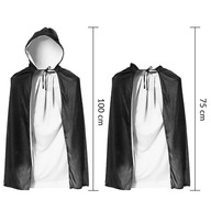 Peleryna Czarodzieja Czarodziejki Czarna Halloween Karnawał do Przebrania