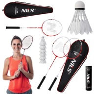 POKROWIEC, ZESTAW 6X LOTKI, 2X RAKIETY, NILS DO GRY W BADMINTONA WYTRZYMAŁE