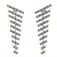 61957 Kolczyki 18K pozłacane 67/25 MM eleganckie z kryształkami