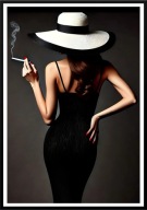 A2 PLAKAT CZARNO -BIAŁY GLAMOUR KOBIETA W KAPELUSZU MODA NOWOCZESNY 1