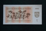 Banknot Litwa 1 talonas 1992 rok stan 1/1- !!!