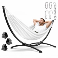 STELAŻ DO HAMAKA STOJAK OGRODOWY METALOWY MOCNY 250 KG CZARNY 2 OSOBY