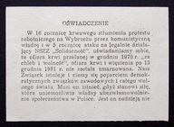 Ulotka > Oświadczenie (grudzień 1986 rok) - RKK NSZZ "Solidarność" Gdański