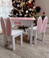 Stolik i 2 krzesełka dla dzieci drewniane 92-116