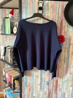 Takko granatowa oversizowa bluzka z długim rękawem L