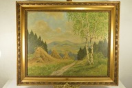 PIĘKNY STARY OBRAZ RAMA PEJZAŻ HANS BENTHIN TANIO!