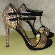 Piękne czarno złote wysokie szpilki Via Gialia 37