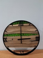 Zegar ścienny 80 cm z drewna orzechowego oraz chrobotka