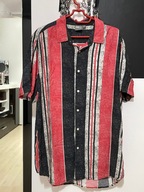 Z Koszula Asos asymetryczne pionowe pasy z nalotem czerwień popiel czerń XL