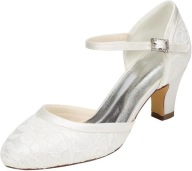 BUTY ŚLUBNE DAMSKIE EMILY BRIDAL – SATYNOWE ELEGANCKIE OFF WHITE CZÓŁENKA