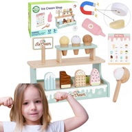 WOOPIE GREEN DREWNIANA LODZIARNIA SKLEPIK ZESTAW Z LODAMI 16 EL STRAGAN 3L+