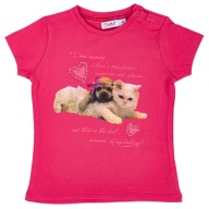 T-SHIRT DZIEWCZĘCY RÓŻOWA KOSZULKA DLA DZIEWCZYNKI KRÓTKI RĘKAW 80 cm 12m+