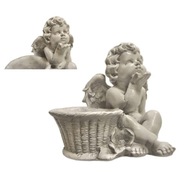 DUŻY ZNICZ GIPSOWY DEKORACJA NA GRÓB ANIOŁ Z KOSZEM FIGURKA NAGROBNA OZDOBA