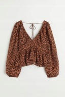 H & M baskinka falbanka babydoll panterka bluzka centki leopard mobwife y2k