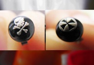 KOLCZYKI HALLOWEEN KULKI BLACK CZASZKA CROSS GOTHIC OKAZJA!