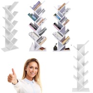 BIAŁY REGAŁ NA KSIĄŻKI DRZEWO WĄSKI 50X25X141,5CM DRZEWKO 8 PÓŁEK DO SALONU