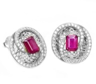 KOLCZYKI Z NATURALNYMI RUBINAMI PIGEON BLOOD