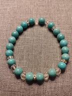 ŚLICZNA BRANSOLETKA Z NATURALNEGO TURKUSU KRYSZTAŁKÓW Z CYRKONIAMI