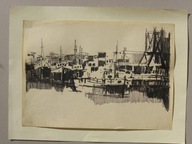 Borowski Bohdan Gdańsk Port ze statkami rysunek tuszem niesygnowany ok 1950
