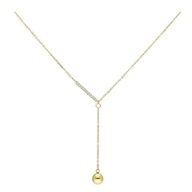 58041 Celebrytka złota stal chirurgiczna krawatka z kulką i cyrkoniami