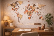 Dekoracja ścienna MAPA ŚWIATA 3D z drewna – 170x100 - 4 kolory