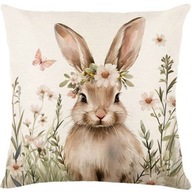 POSZEWKA NA PODUSZKĘ WIELKANOC DEKORACYJNA 45X45 CM ŚWIĄTECZNA ZAJĄCZEK