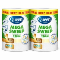 2 x QUEEN MEGA SWEEP Ręcznik papierowy biały 2 warstwy DUŻY 120 m MOCNY