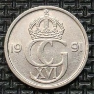 *SZWECJA [0077]*50 ore 1991 (SVERIGE) Król Karol XVI Gustaw Korona Monogram