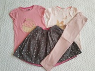 Pepco 2 bluzki róż legginsy róż nowe spódnica w kropki roz 128