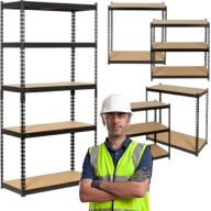 REGAŁ MAGAZYNOWY WARSZTATOWY METALOWY CZARNY SOLIDNY ŁATWY MONTAŻ 180x90x40