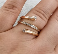 69685 Pierścionek pozłacany 18K średnica 16 mm spirala z cyrkoniami