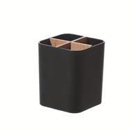 Organizer Kubek na Szczoteczki Pojemnik Biurko Szufladę Bambus Czarny