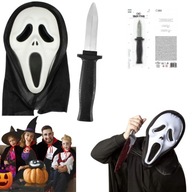 ZESTAW PRZEBRANIE NA HALLOWEEN MASKA + NOZ HALOWEEN STRASZNY STROJ DODATKI