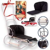 POLSKIE SANKI 3w1 Z Oparciem Pchaczem METALOWE Odblask Materac + GRATISY