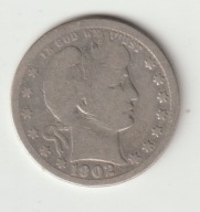 USA 25 centow 1902 srebro 0.900