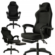 Fotel gamingowy z masażerem i podnóżkiem komfort grania czarny ergonomia
