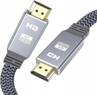 KABEL 4K HDMI - HDMI FULL HD 2 Metry Plecionka SZARY złote wtyki