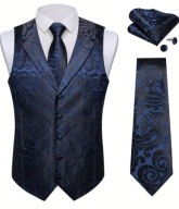 M L Kamizelka Krawat Elegancka Męska Garniturowa granatowa czarna