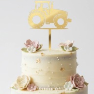 topper na tort dekoracja urodziny TRAKTOR!! złote lustro pleksa