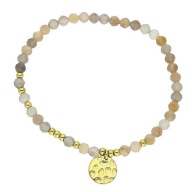 83575 Bransoletka złota stal chirurgiczna koraliki naturalne blaszka