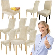 6 SZT POKROWIEC NA KRZESŁO BEŻ KASZMIROWY WELUR ELASTYCZNY MIĘKKI GRUBY