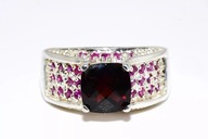 PERŚCIONEK - NATURALNY GRANAT I RUBINY - CUDO !!!