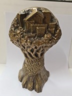 Statuetka jubileuszowa Spółdzielni Mieszkaniowej Grudziądz 100 lat mosiądz