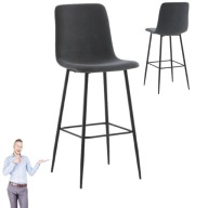 HOKER KRZESŁO TAPICEROWANE BAROWE WYSOKIE DO WYSPY WELUR LOFT C.SZARY