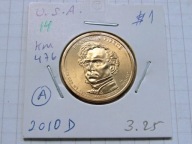 1 dolar 2010 Franklin Pierce, mennica Denver, holder, seria prezydenci