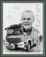 Karykatura na prezent ze zdjęcia dla strażaka PROMOCJA