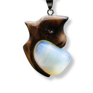 Wisiorek "Kwarc opalitowy " – orzech, amulet, pirografia, prezent, dla niej