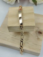 Bransoletka Męska Pozłacana Figaro Blaszka Stal Chirurgiczna Klasa Styl