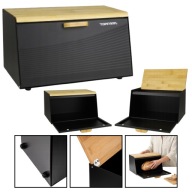 CHLEBAK DUŻY CZARNY METALOWY POJEMNIK NA CHLEB PIECZYWO TOPFANN